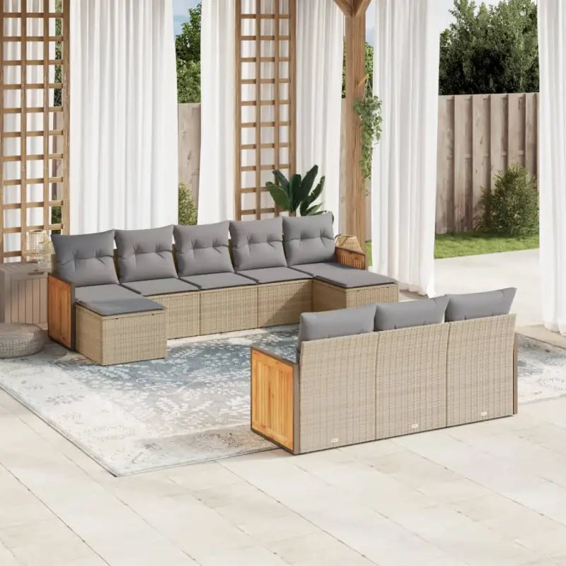 Loungeset met beige materiaal en gepoedercoat staal afmetingen - beige en lichtgrijs / Zonder tafel - Tuinsets