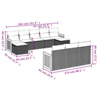 Loungeset met beige materiaal en gepoedercoat staal afmetingen - Tuinsets