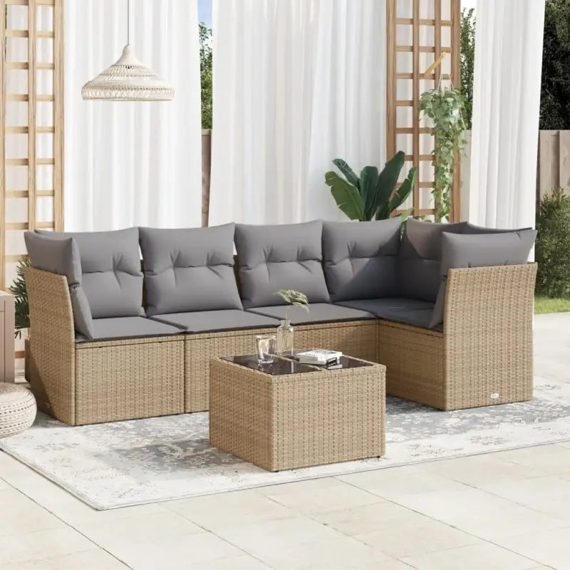 Loungeset met beige materiaal en gepoedercoat staal afmetingen - Tuinsets