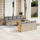 Loungeset met beige materiaal en gepoedercoat staal afmetingen - beige en lichtgrijs / Met tafel - Tuinsets