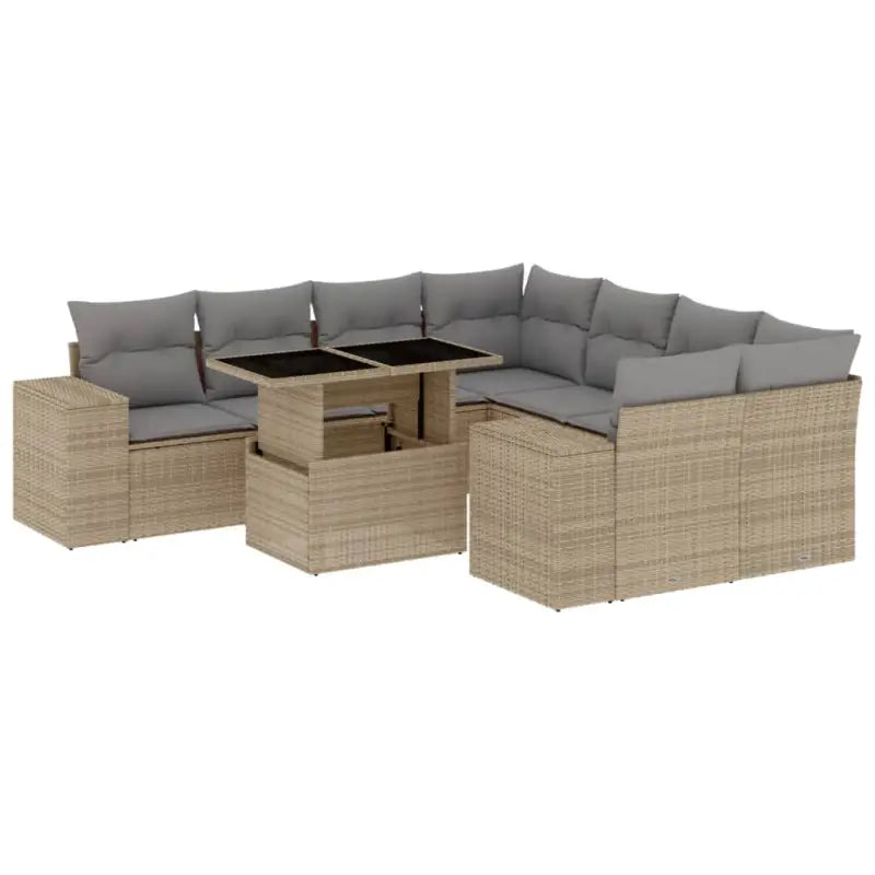 Loungeset met beige materiaal en gepoedercoat staal afmetingen - Tuinsets