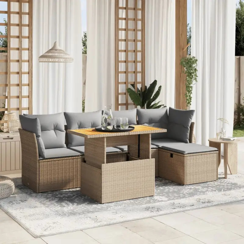 Loungeset met beige materiaal en gepoedercoat staal afmetingen - Beige en grijs / zonder opbergruimte - Tuinsets
