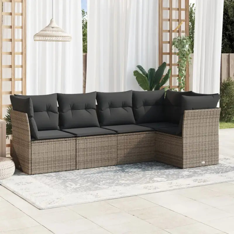 Loungeset met beige materiaal en gepoedercoat staal afmetingen - Grijs / Zonder tafel - Tuinsets