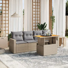 Loungeset met beige materiaal en gepoedercoat staal afmetingen - Beige en grijs / zonder opbergruimte - Tuinsets