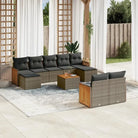 Loungeset met beige materiaal en gepoedercoat staal afmetingen - grijs en donkergrijs / Met tafel - Tuinsets
