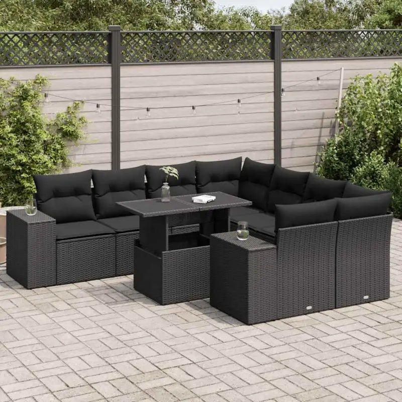 Loungeset met beige materiaal en gepoedercoat staal afmetingen - Zwart / met opbergruimte - Tuinsets
