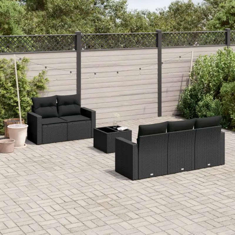 Loungeset met beige materiaal en gepoedercoat staal afmetingen - Zwart - Tuinsets