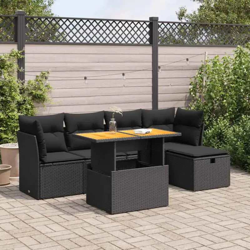 Loungeset met beige materiaal en gepoedercoat staal afmetingen - Zwart / met opbergruimte - Tuinsets
