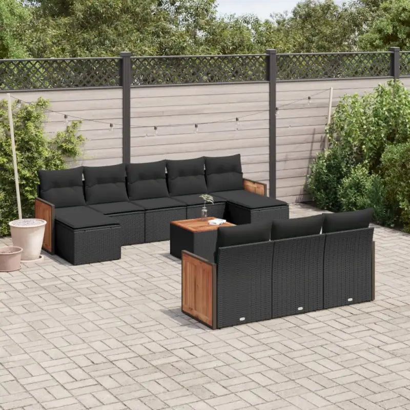 Loungeset met beige materiaal en gepoedercoat staal afmetingen - Zwart / Met tafel - Tuinsets