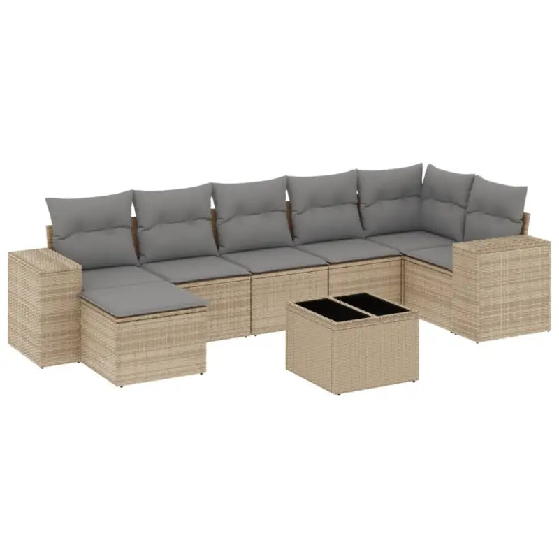 Loungeset met beige materiaal en gepoedercoat staal voor buiten - Tuinsets