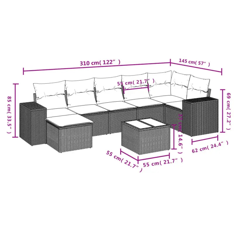 Loungeset met beige materiaal en gepoedercoat staal voor buiten - Tuinsets