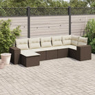 Loungeset met beige materiaal en gepoedercoat staal voor buiten - Bruin en crème / Zonder tafel - Tuinsets