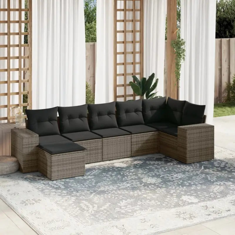 Loungeset met beige materiaal en gepoedercoat staal voor buiten - grijs en donkergrijs / Zonder tafel - Tuinsets