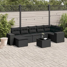 Loungeset met beige materiaal en gepoedercoat staal voor buiten - Zwart / Met tafel - Tuinsets