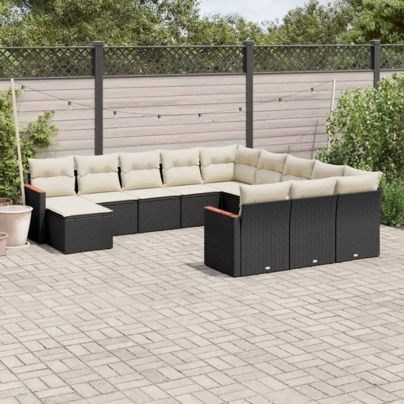 Loungeset met beige materiaal en gepoedercoat staal voor je tuin - Zwart en crème / Zonder tafel - Tuinsets