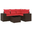 Loungeset met bruin materiaal en gepoedercoat staal voor buitengebruik - Tuinsets