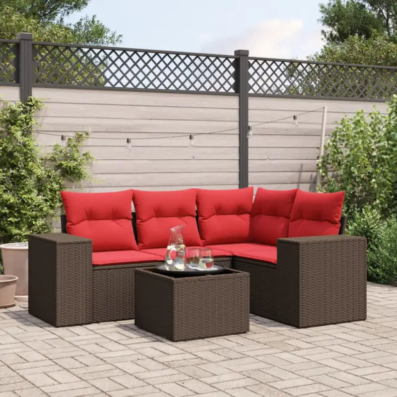 Loungeset met bruin materiaal en gepoedercoat staal voor buitengebruik - Tuinsets