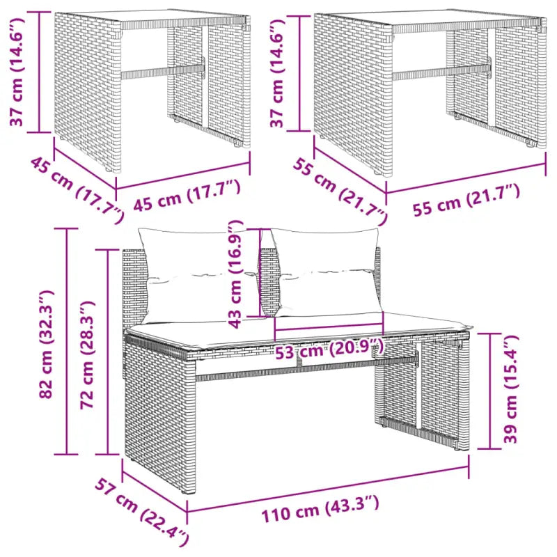 Loungeset met gehard glas en grijs materiaal voor jouw tuin of terras - Tuinsets