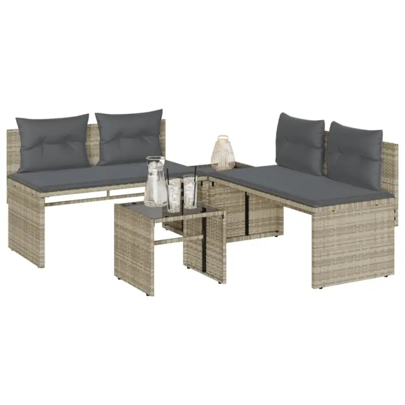 Loungeset met gehard glas en grijs materiaal voor jouw tuin of terras - Lichtgrijs - Tuinsets
