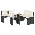 Loungeset met gehard glas en grijs materiaal voor jouw tuin of terras - Zwart - Tuinsets