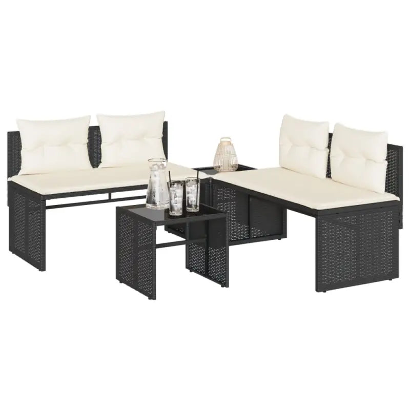 Loungeset met gehard glas en grijs materiaal voor jouw tuin of terras - Zwart - Tuinsets