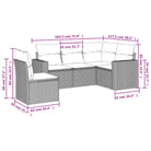 Loungeset met gepoedercoat staal en bruin materiaal voor tuin en terras - Tuinsets