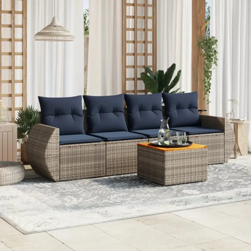 Loungeset met grijs materiaal en gepoedercoat staal afmetingen - Grijs - Tuinsets