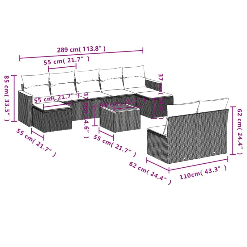 Loungeset met grijs materiaal en gepoedercoat staal voor buiten ontspanning - Tuinsets