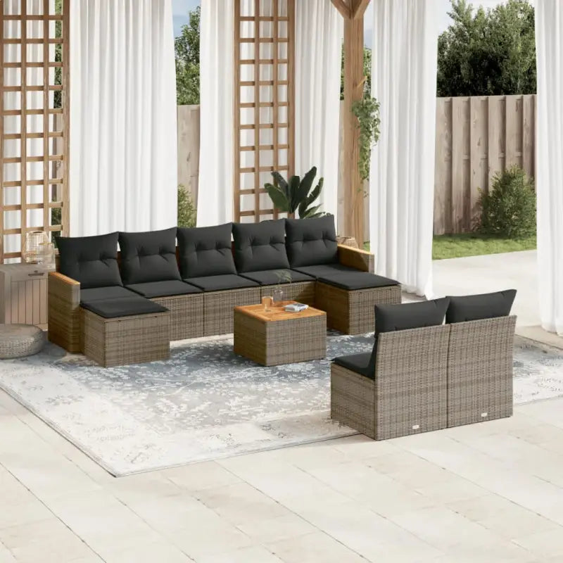 Loungeset met grijs materiaal en gepoedercoat staal voor buiten ontspanning - Tuinsets