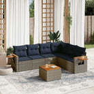 Loungeset met grijs materiaal en gepoedercoat staal voor buiten - Grijs / Met tafel - Tuinsets