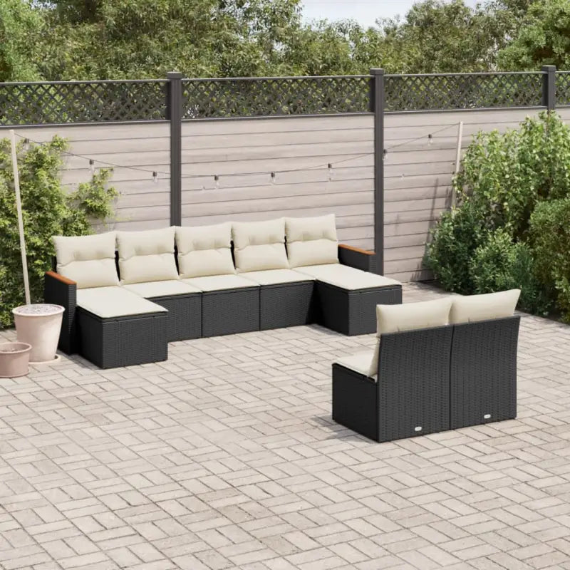 Loungeset met grijs materiaal en gepoedercoat staal voor buiten ontspanning - Zwart en crème / Zonder tafel - Tuinsets