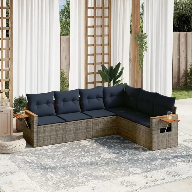 Loungeset met grijs materiaal en gepoedercoat staal voor buiten - Grijs / Zonder tafel - Tuinsets