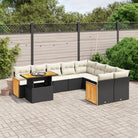 Loungeset met grijs materiaal en gepoedercoat staal voor buiten - Zwart en crème - Tuinsets