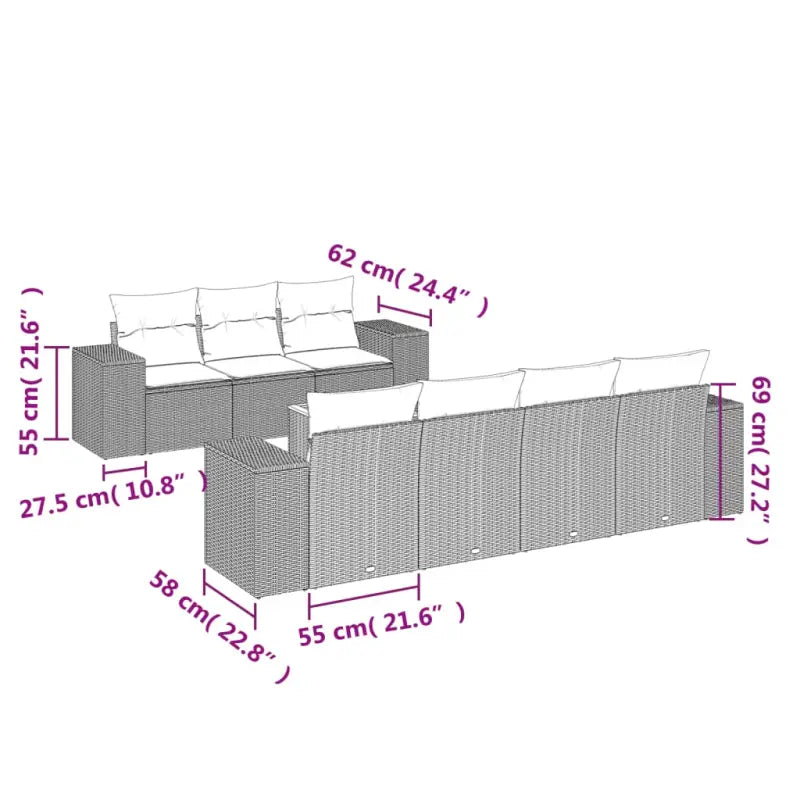Loungeset met grijs materiaal en gepoedercoat staal voor je tuin - Tuinsets
