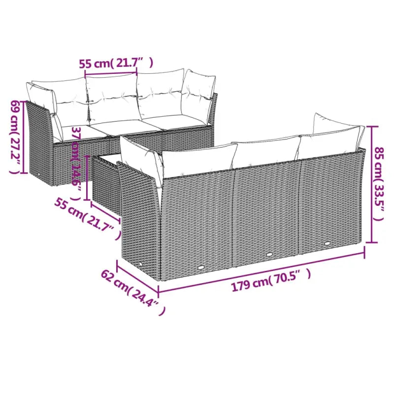 Loungeset met grijs materiaal en gepoedercoat staal voor tuin of terras - Tuinsets