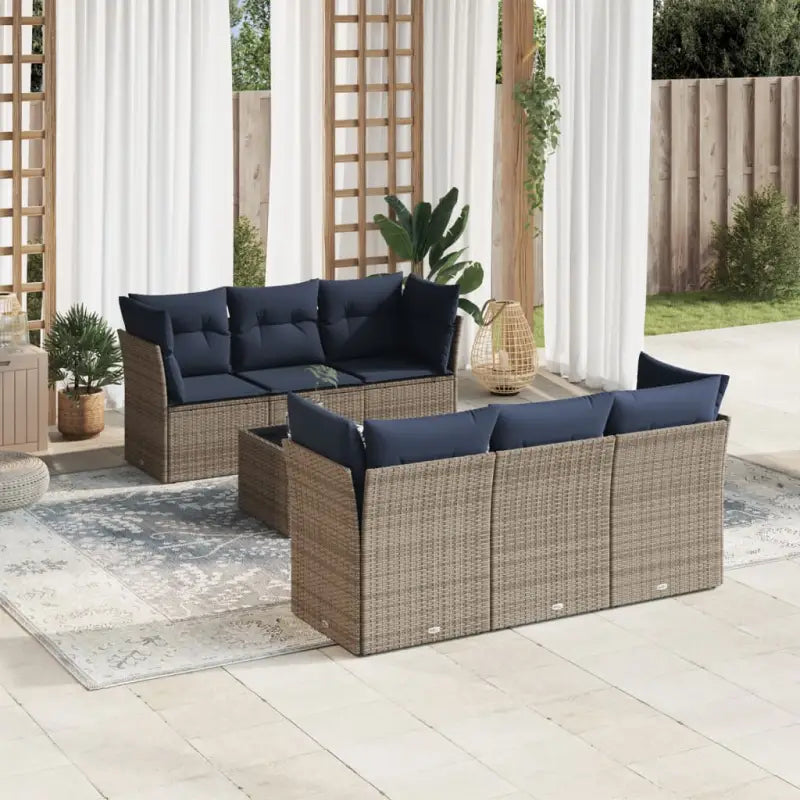 Loungeset met grijs materiaal en gepoedercoat staal voor tuin of terras - Tuinsets