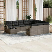 Loungeset met grijs materiaal en gepoedercoat staal voor tuin en terras - Tuinsets