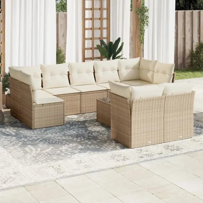 Loungeset met poly rattan en beige materiaal voor tuin of terras - Tuinsets