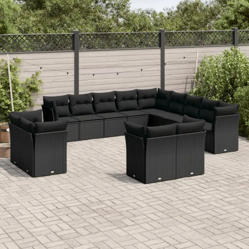 Loungeset met poly rattan en beige materiaal voor tuin of terras - Zwart / Zonder tafel - Tuinsets