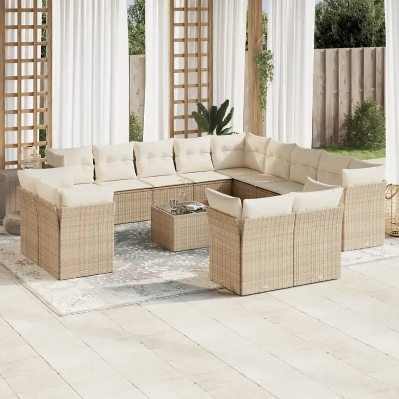 Loungeset met poly rattan en beige materiaal voor tuin of terras - Tuinsets