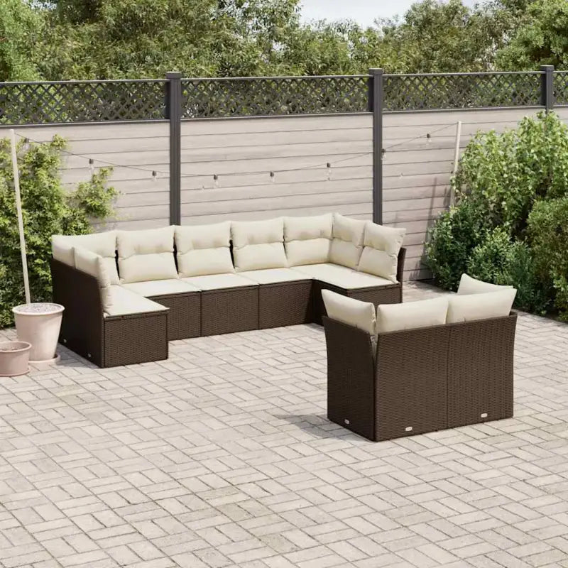 Loungeset met poly rattan en beige materiaal voor tuin of terras - Bruin en crème / Zonder tafel - Tuinsets