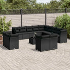 Loungeset met poly rattan en beige materiaal voor tuin of terras - Zwart / Met tafel - Tuinsets