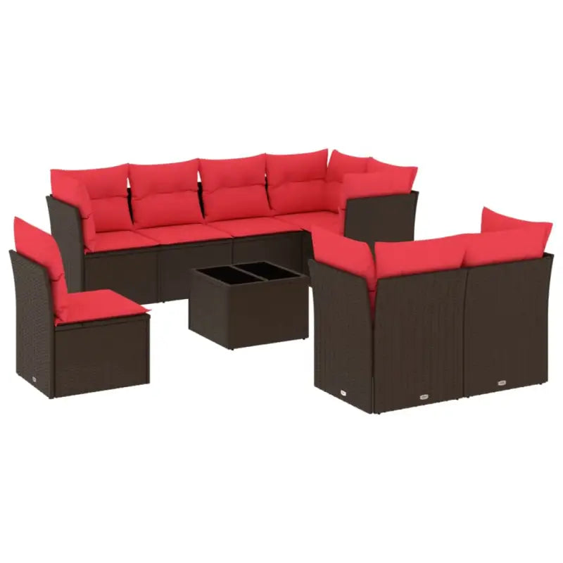 Loungeset met poly rattan en bruin materiaal voor tuin of terras - Tuinsets