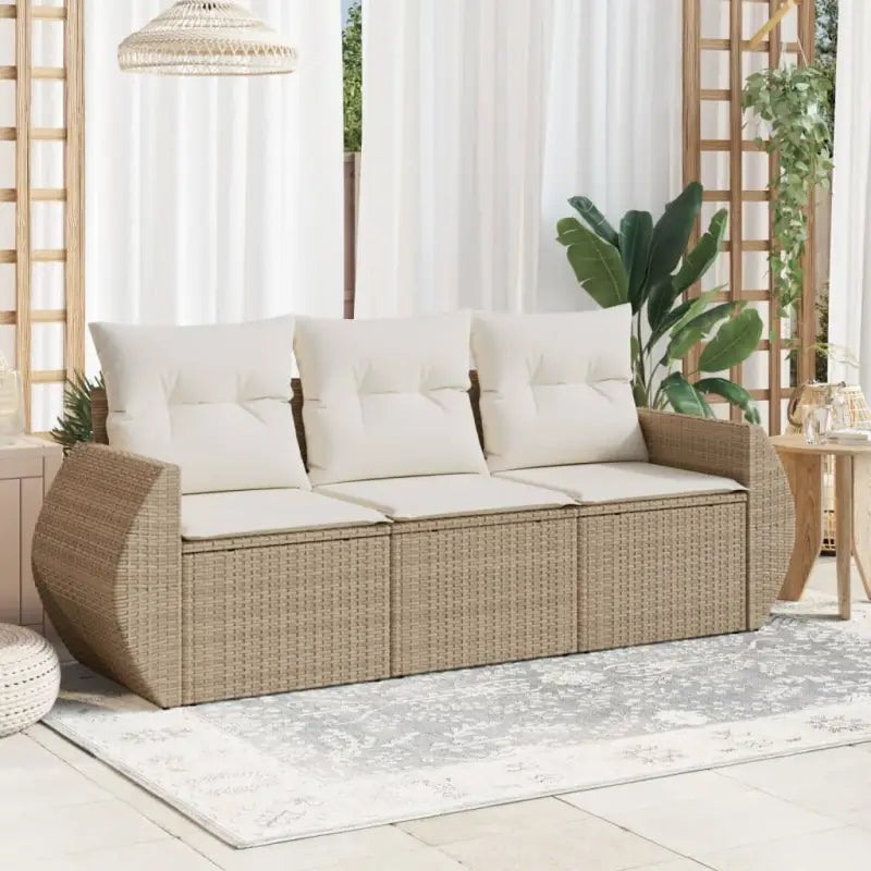 Loungeset met poly rattan en comfortabele zitervaring in gepoedercoat staal - beige en crèmekleurig / Zonder tafel