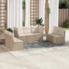 Loungeset met poly rattan en comfortabele zitervaring op maat gemaakte afmetingen - beige en crèmekleurig / Zonder