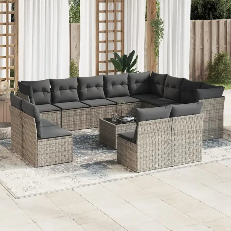 Loungeset met poly rattan en comfortabele zitervaring voor je tuin - Grijs / Met tafel - Tuinsets