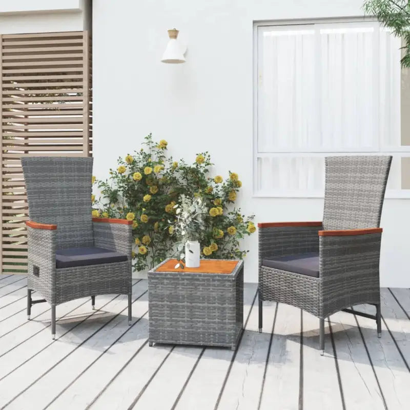 Loungeset met poly rattan en grijs materiaal voor uw tuin - Tuinsets