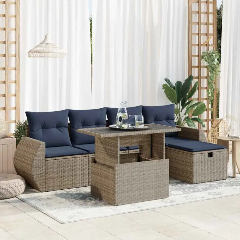 Loungeset met waterdichte tas en grijs materiaal van gepoedercoat staal - Grijs / met opbergruimte - Tuinsets