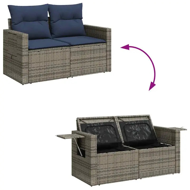 Loungeset met waterdichte tas en grijs materiaal voor buitenplezier - Grijs / met opbergruimte - Tuinsets