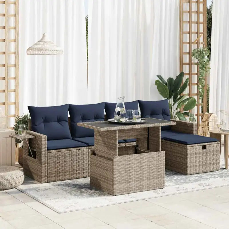 Loungeset met waterdichte tas en grijs materiaal voor buitenplezier - Grijs / met opbergruimte - Tuinsets